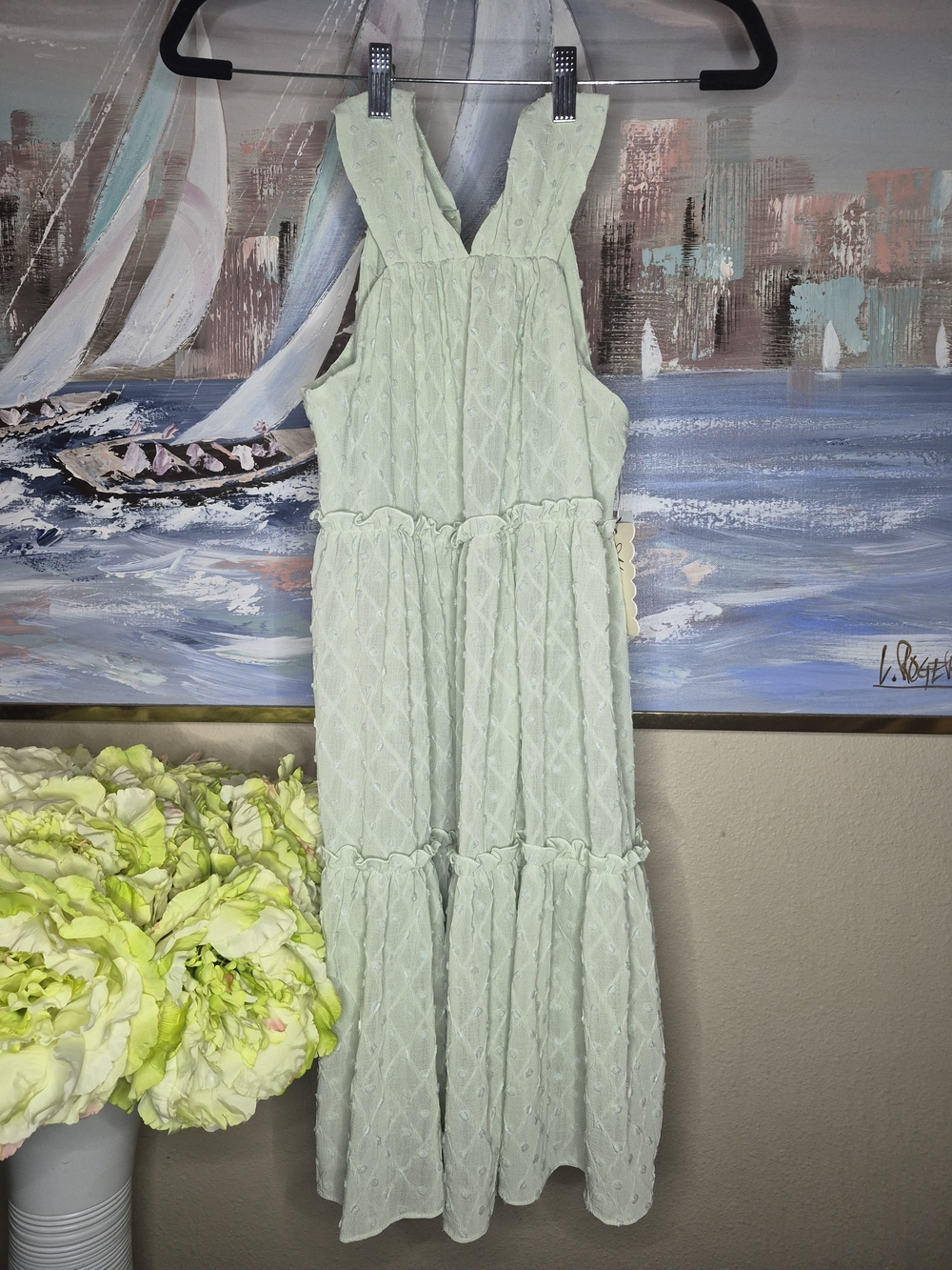 Nannette Light Mint Sleeveless Tiered Maxi Dress